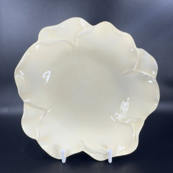Roscher Flower Antique Butter Yellow Dish Plate 9inch Flower Shape Plate Set 3 - Picture 8 of 15